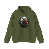 Unisex Dragon Face Hoodie Military Green S