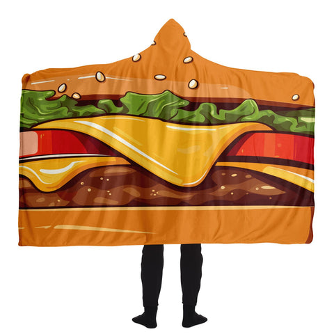 I Love Cheeseburgers Hooded Blanket Large Premium Sherpa 