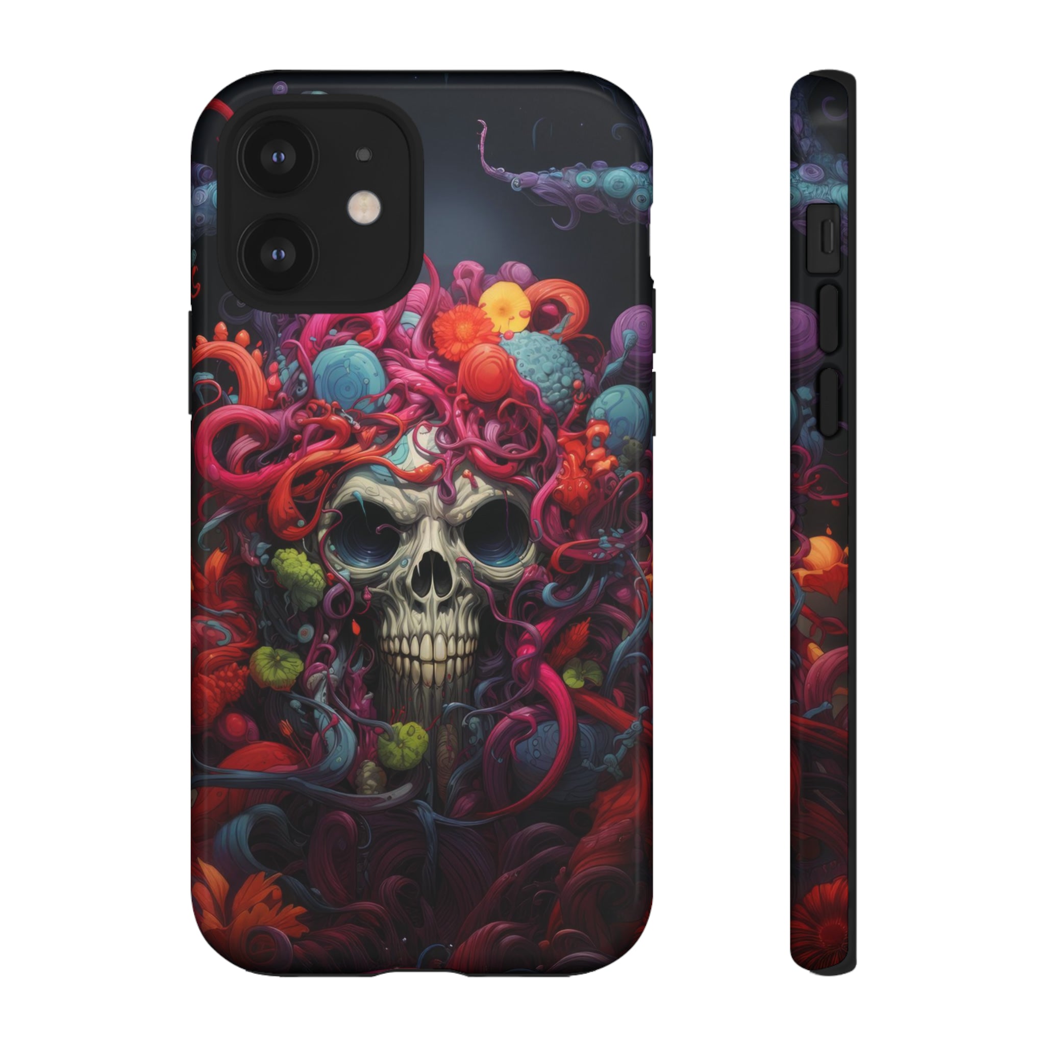 Psychedelic Skull & Tentacles Phone Case iPhone 12 Glossy 