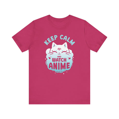 Unisex Keep Calm and Watch Anime T Shirt Berry S 