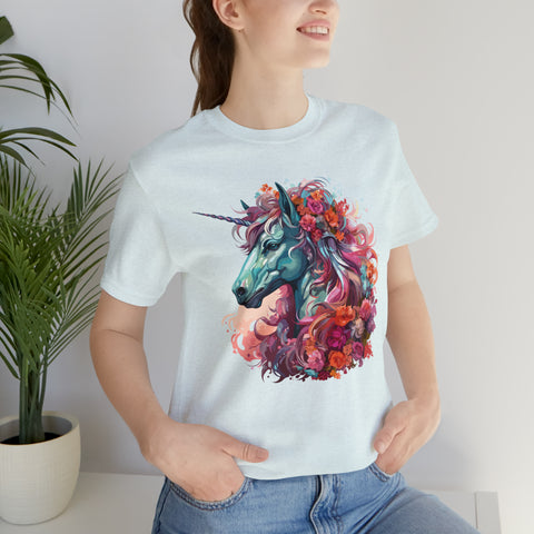 Unisex Unicorn Flowers T Shirt   