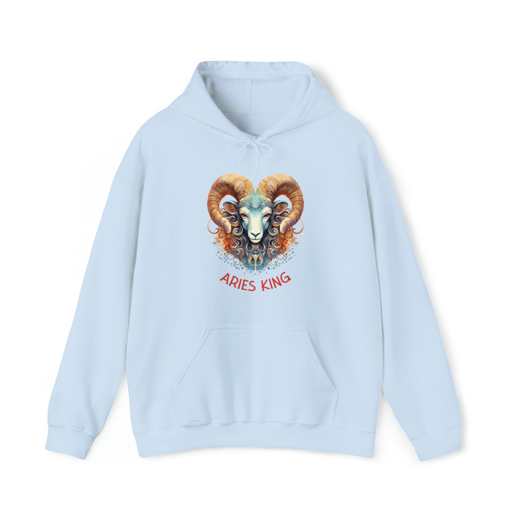 Mens Aries King Hoodie Light Blue S 