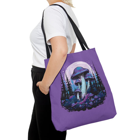 Purple Mushroom Forest Tote Bag   