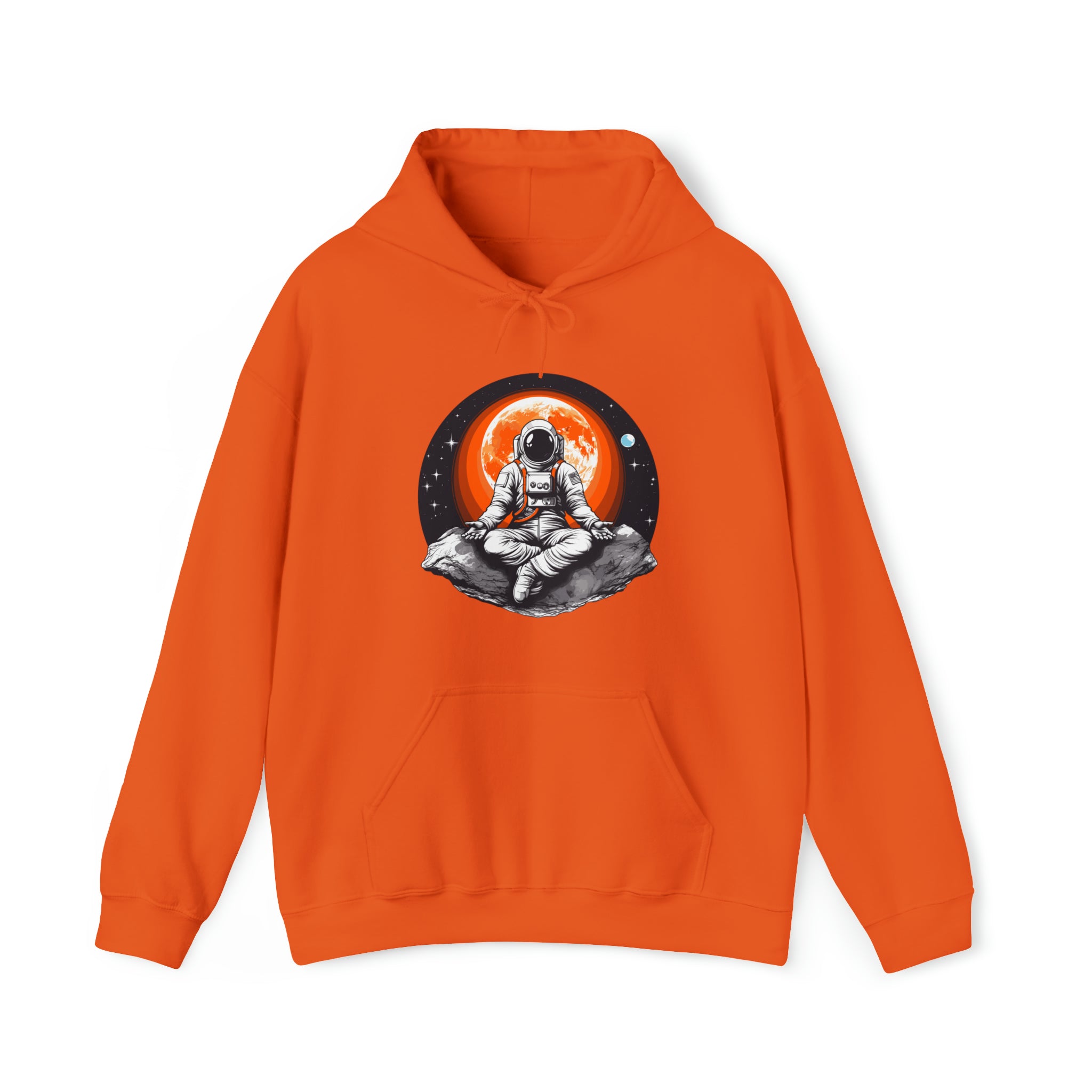 Unisex Meditating Astronaut Hoodie Orange S 