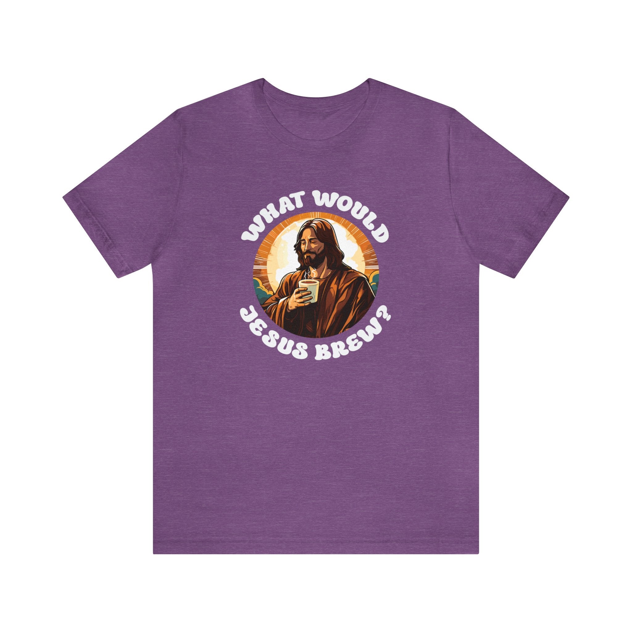 Unisex What Would Jesus Brew Coffee T Shirt Heather Team Purple S 