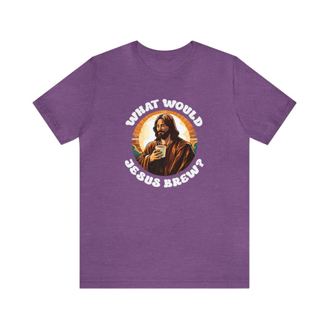 Unisex What Would Jesus Brew Coffee T Shirt Heather Team Purple S 