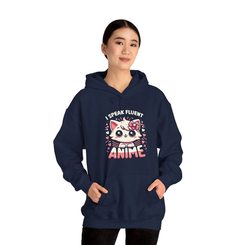 Unisex I Speak Fluent Anime Cute Cat Hoodie   