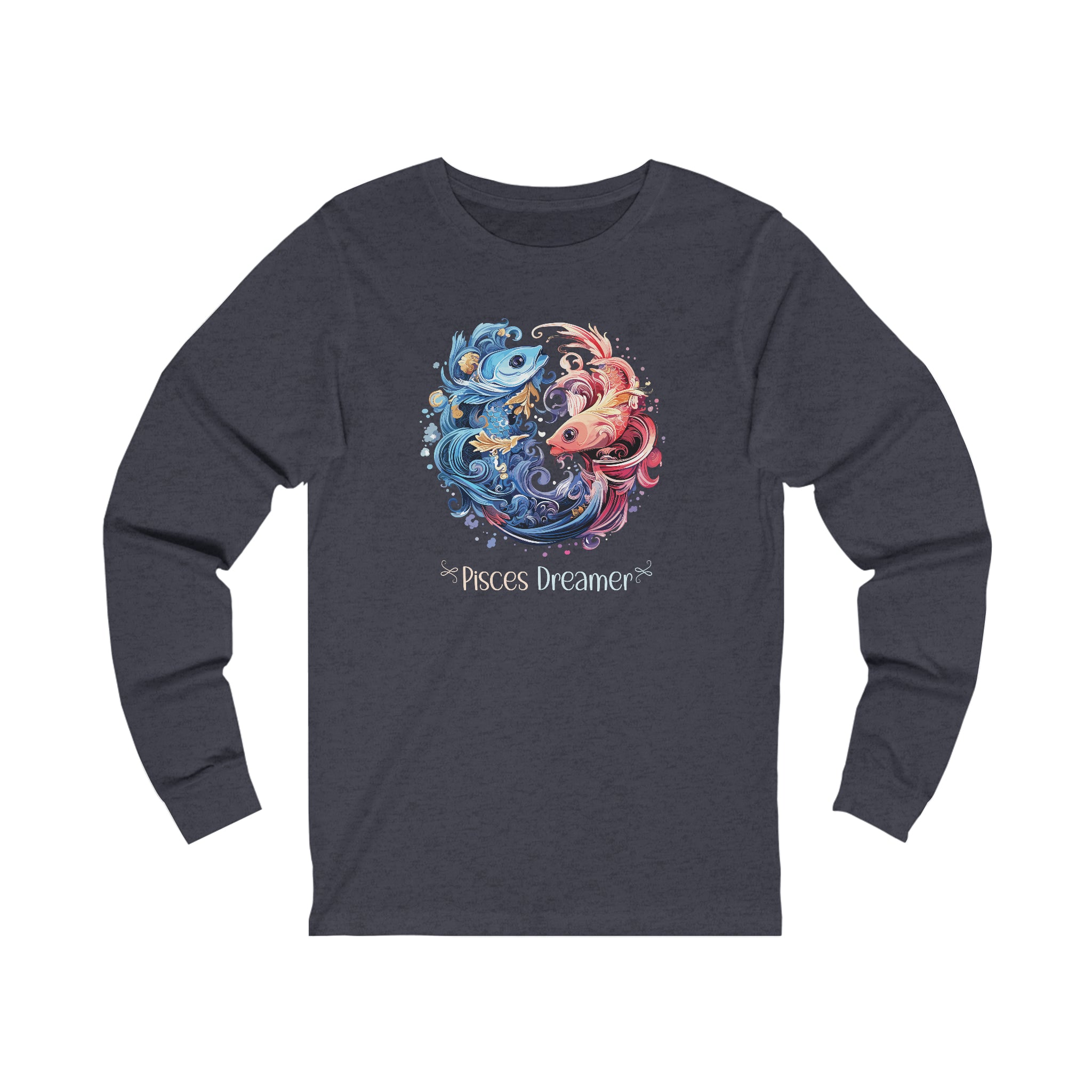 Unisex Pisces Dreamer Long Sleeve T Shirt S Heather Navy 