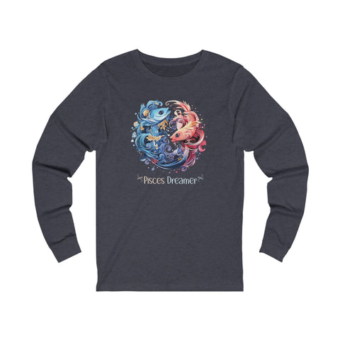 Unisex Pisces Dreamer Long Sleeve T Shirt S Heather Navy 