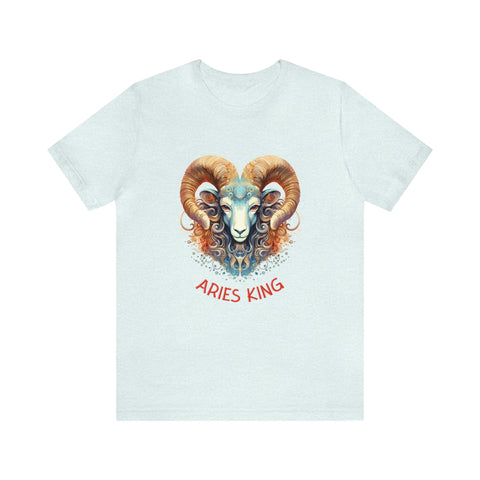 Mens Aries King T Shirt Heather Ice Blue S 