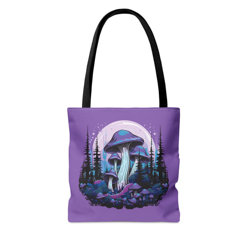 Purple Mushroom Forest Tote Bag   