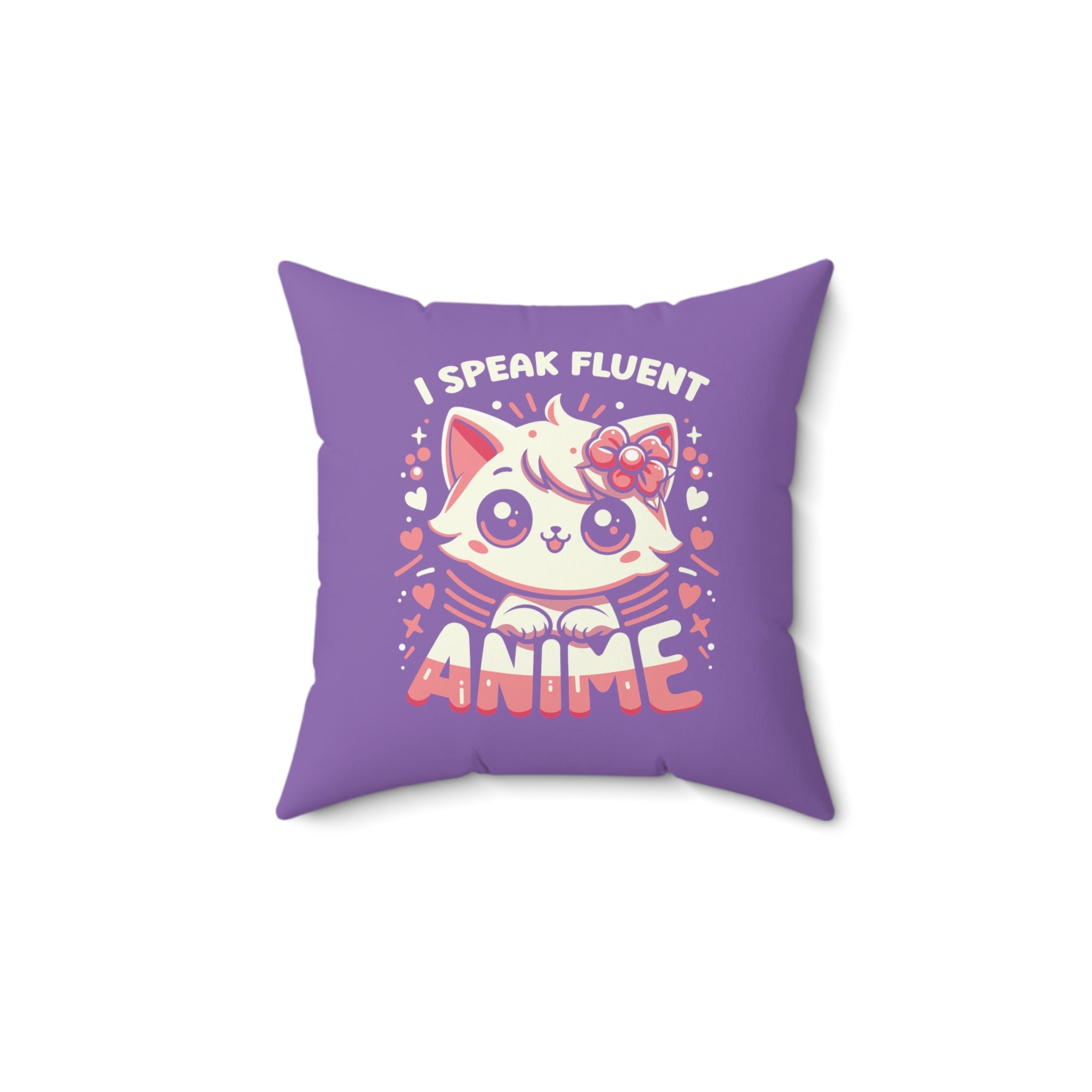 I Speak Fluent Anime Cute Cat Pillow 14" × 14"  