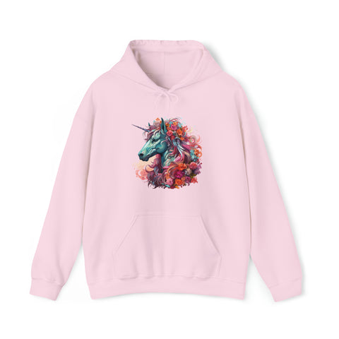 Unisex Unicorn Flowers Hoodie Light Pink S 