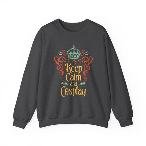 Unisex Keep Calm and Cosplay Sweatshirt S Dark Heather 