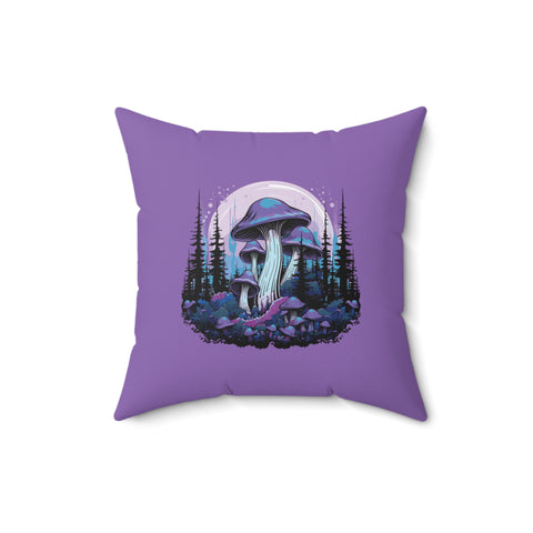 Purple Mushroom Forest Pillow 16" × 16"  