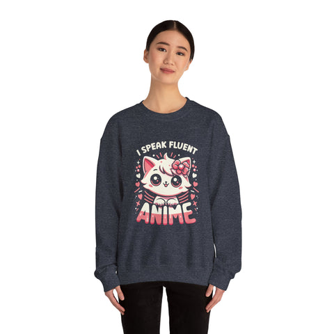 Unisex I Speak Fluent Anime Cute Cat Sweatshirt   