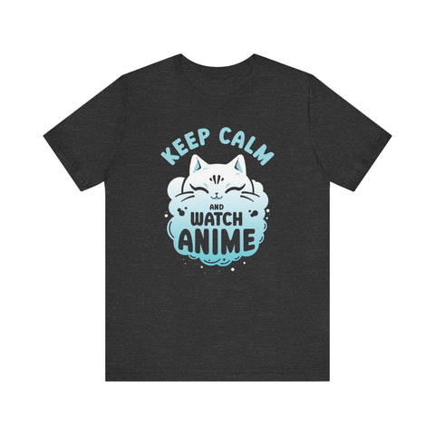 Unisex Keep Calm and Watch Anime T Shirt Dark Grey Heather S 