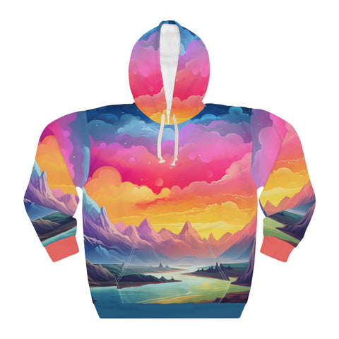 Unisex Dreamy Mountainscape All Over Print Hoodie XS  