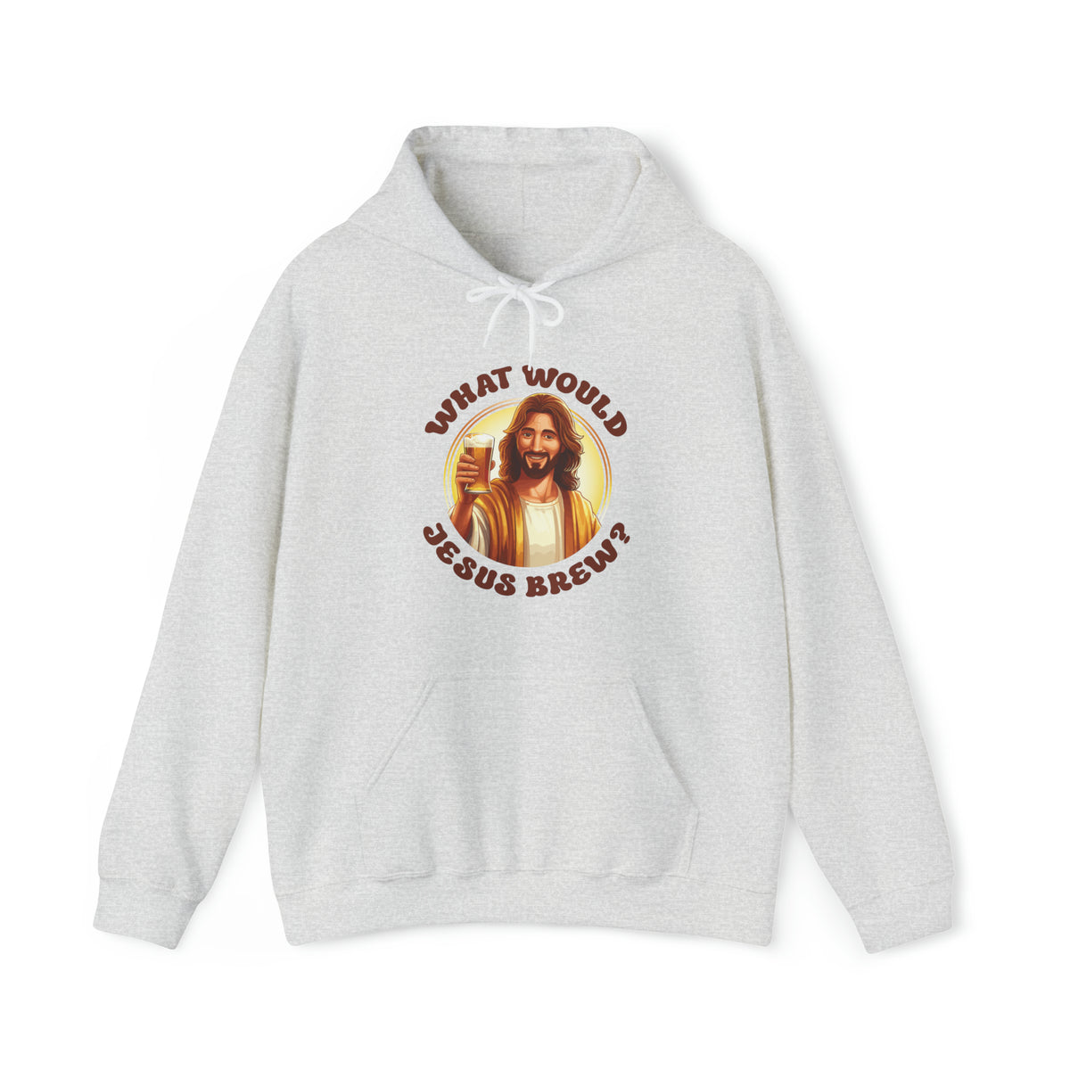 Unisex What Would Jesus Brew Beer Hoodie Ash S 