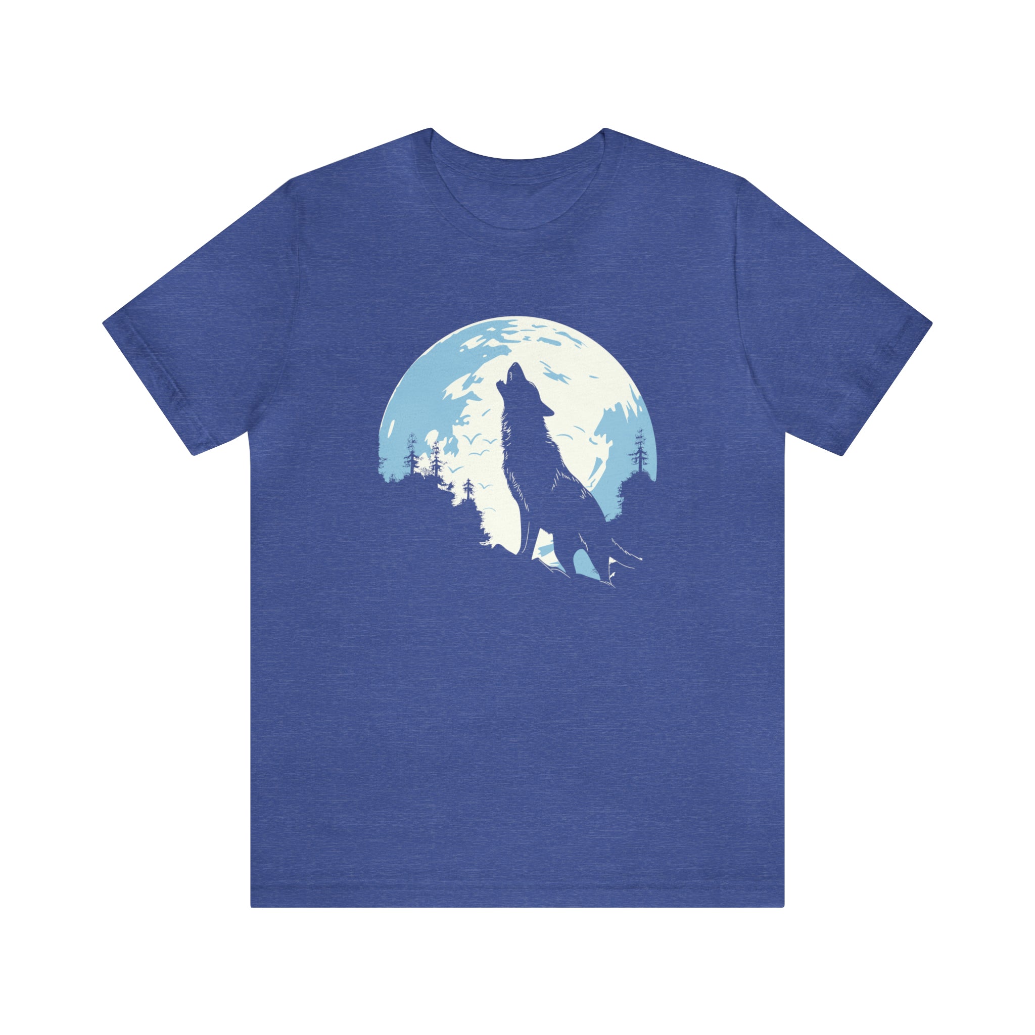 Unisex Howling Wolf T Shirt Heather True Royal S 