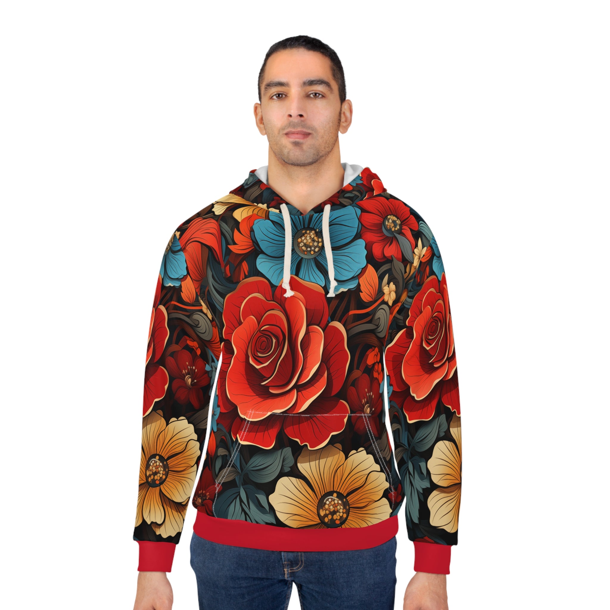 Unisex Colorful Flowers All Over Print Hoodie   