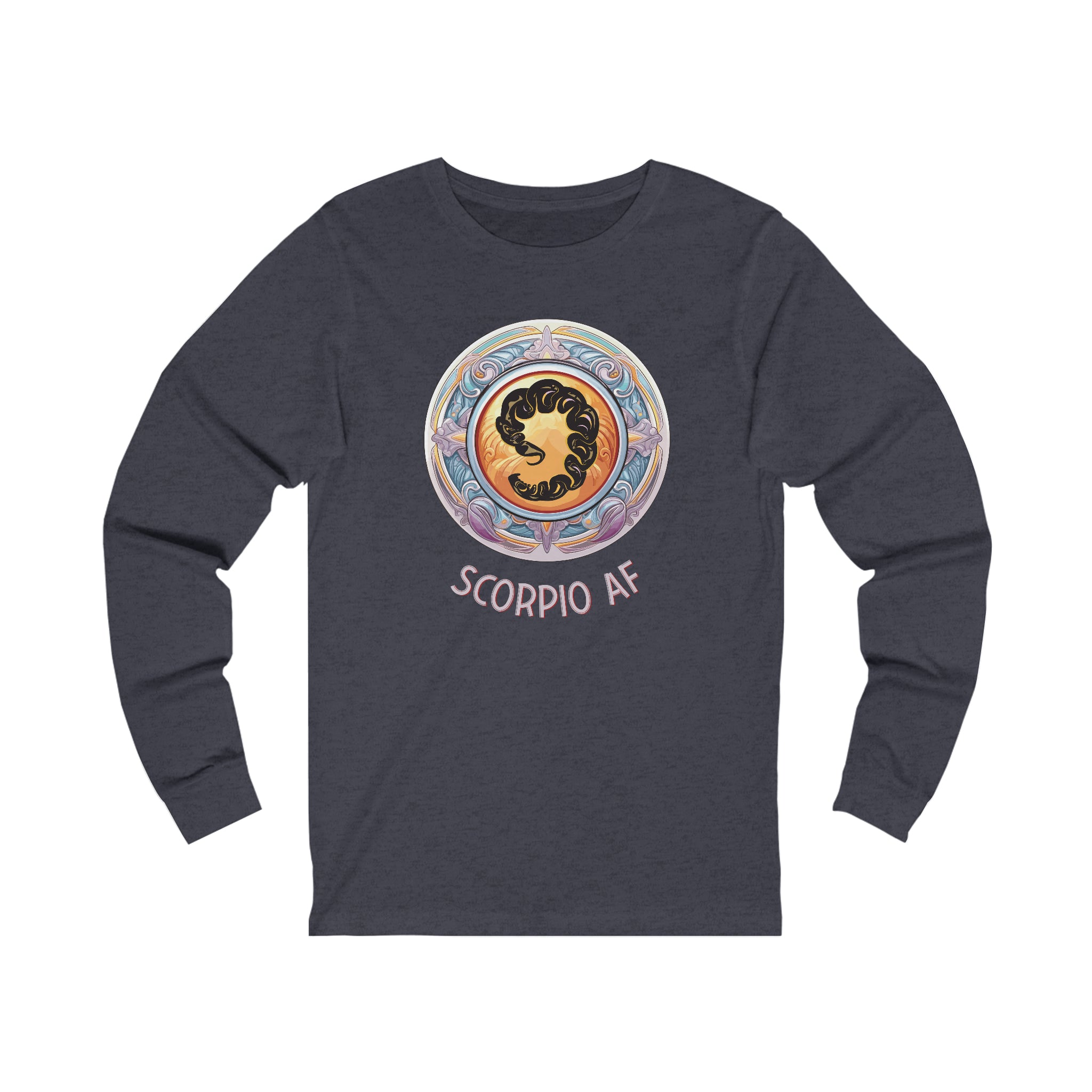 Unisex Scorpio AF Long Sleeve T Shirt S Heather Navy 