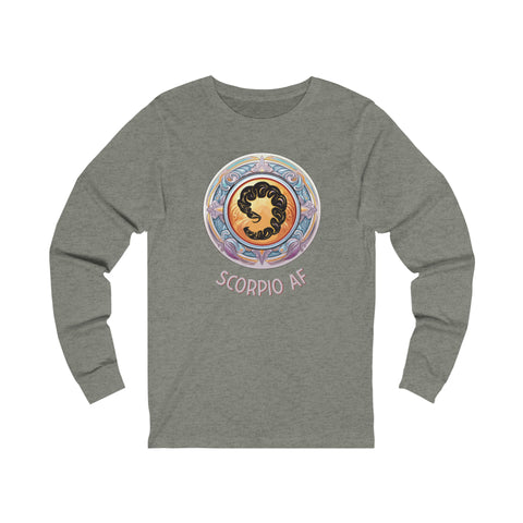 Unisex Scorpio AF Long Sleeve T Shirt S Grey TriBlend 