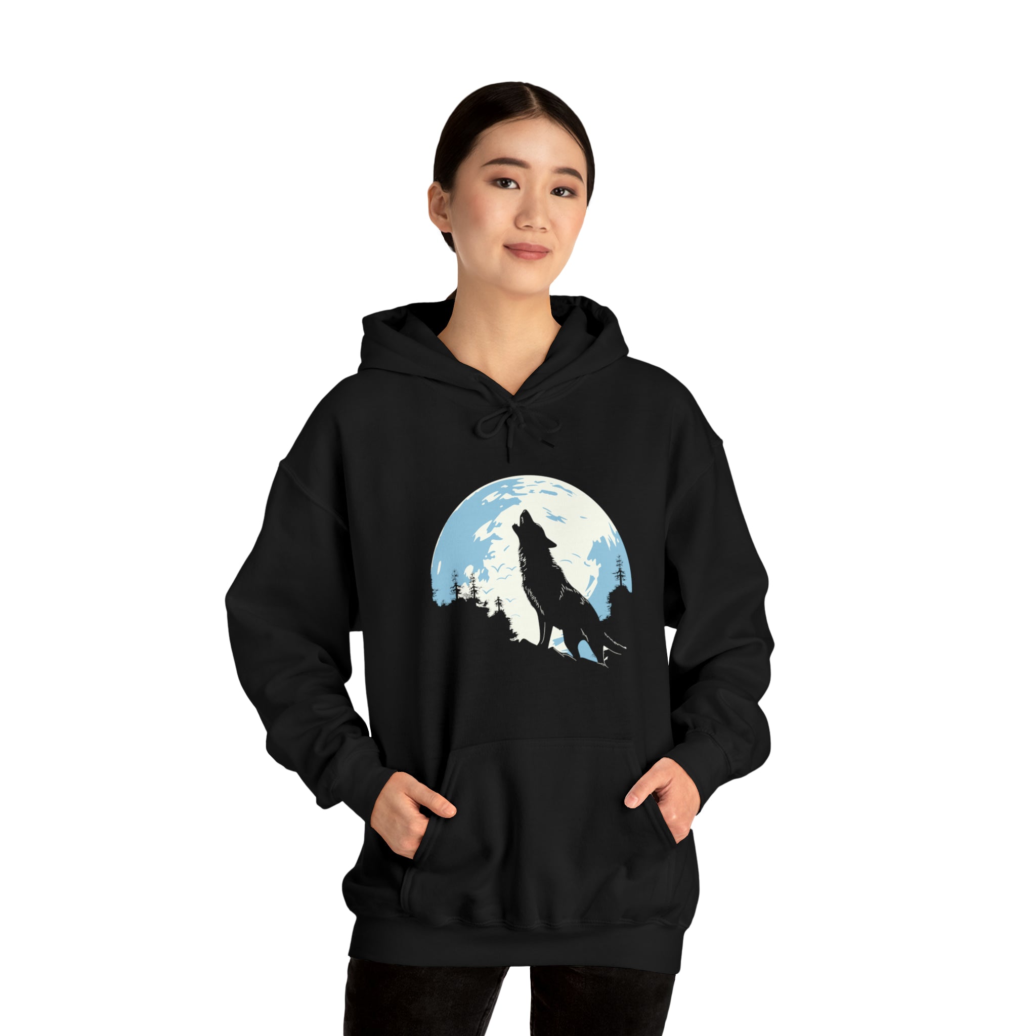 Unisex Howling Wolf Hoodie   