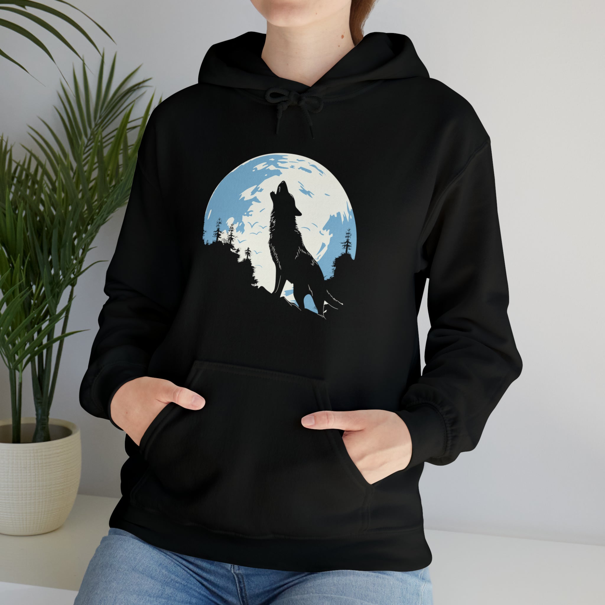 Unisex Howling Wolf Hoodie   