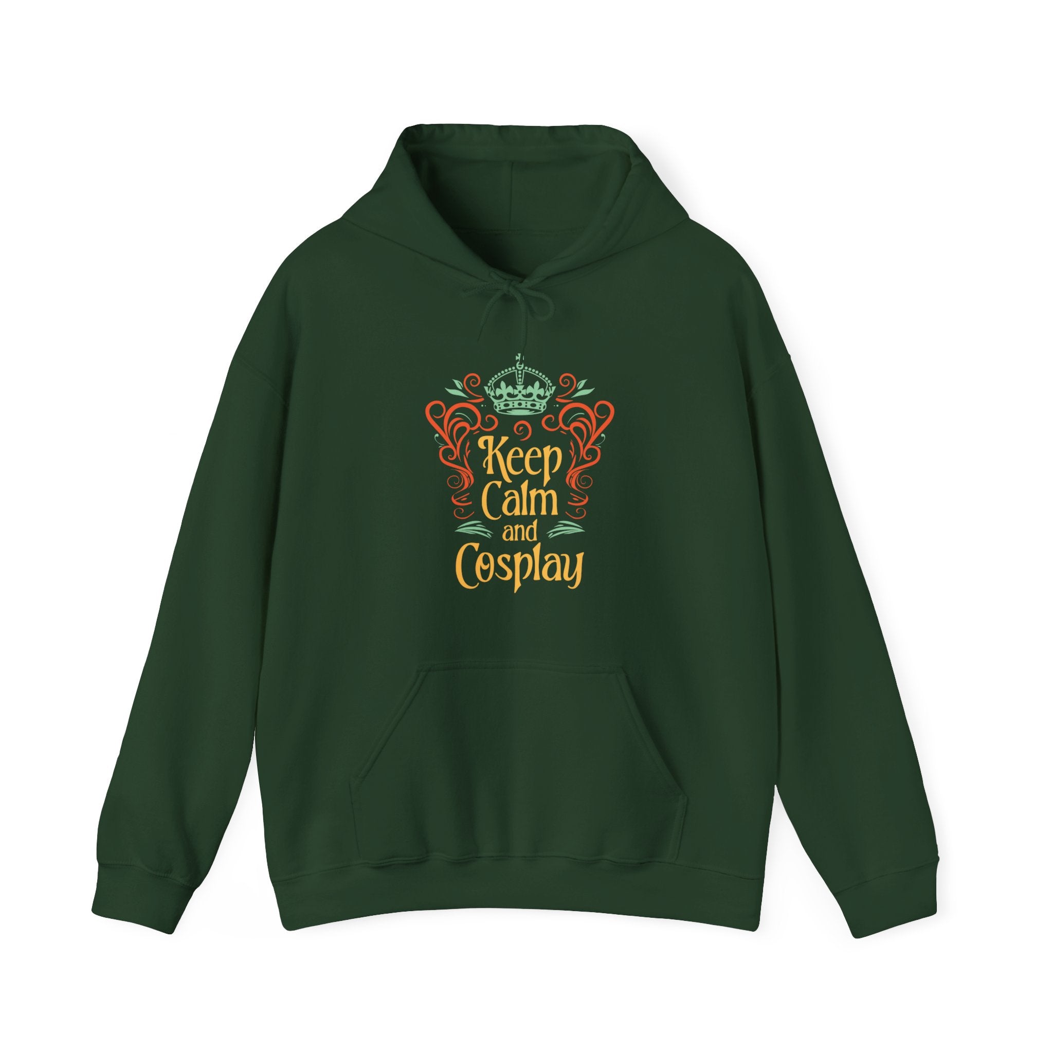 Unisex Keep Calm and Cosplay Hoodie Forest Green S 