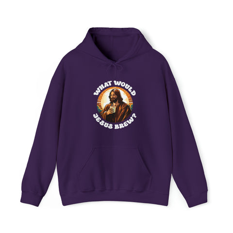 Unisex What Would Jesus Brew Coffee Hoodie Purple S 