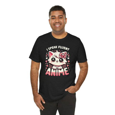 Unisex I Speak Fluent Anime Cute Cat T Shirt   