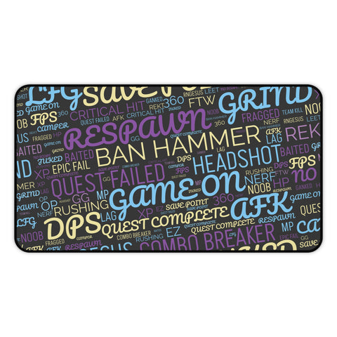 Gaming Words Desk Mat 12" × 22"  