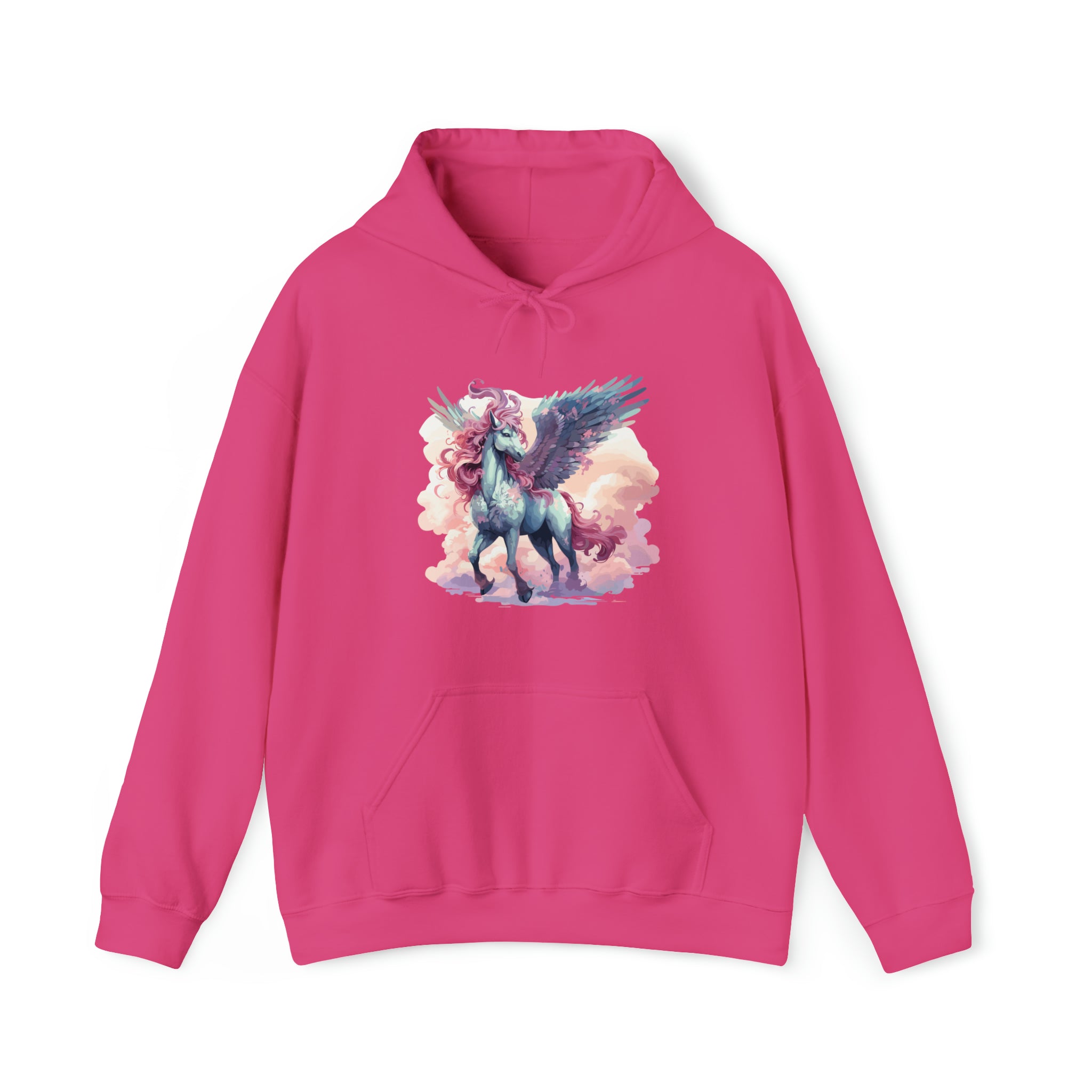 Unisex Pegasus Clouds Hoodie Heliconia S 