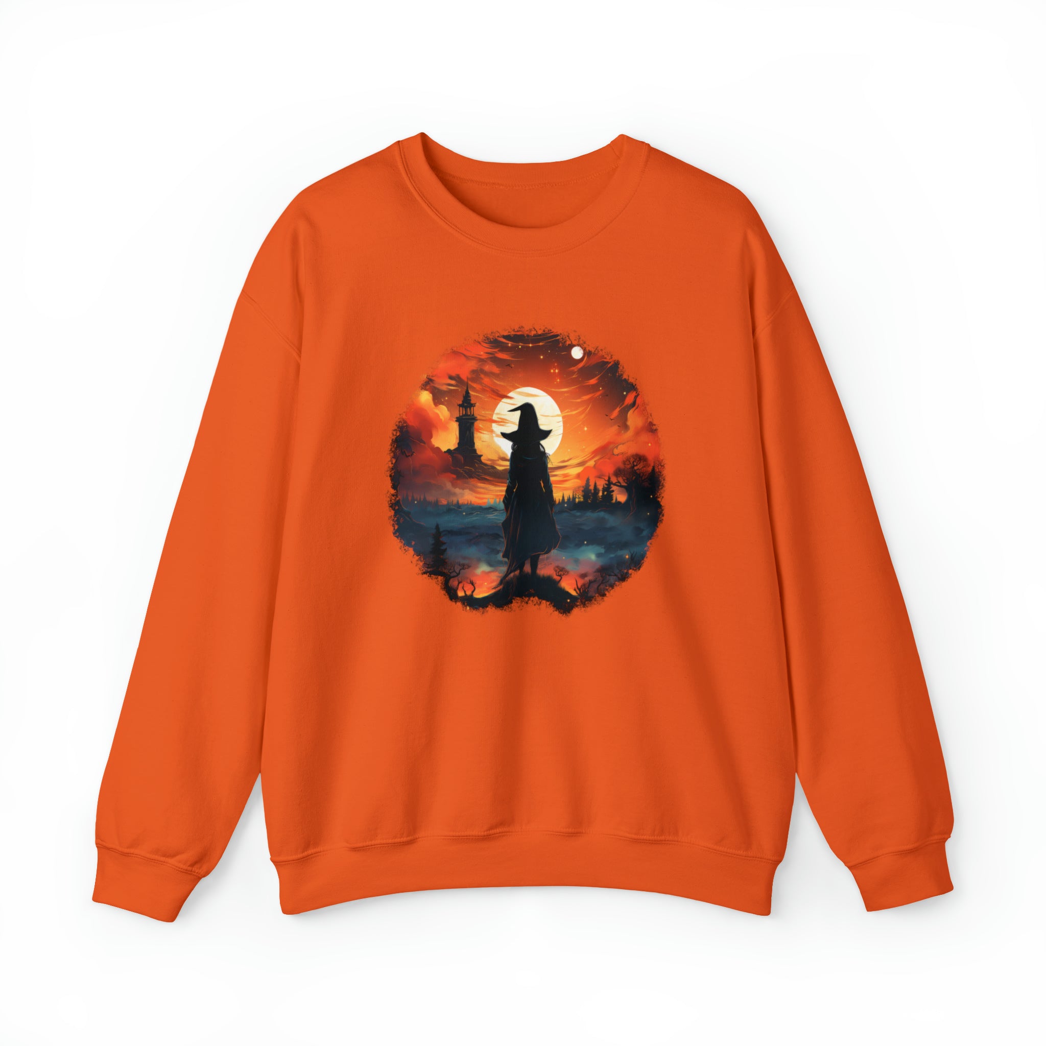 Unisex Witch Silhouette Sweatshirt S Orange 