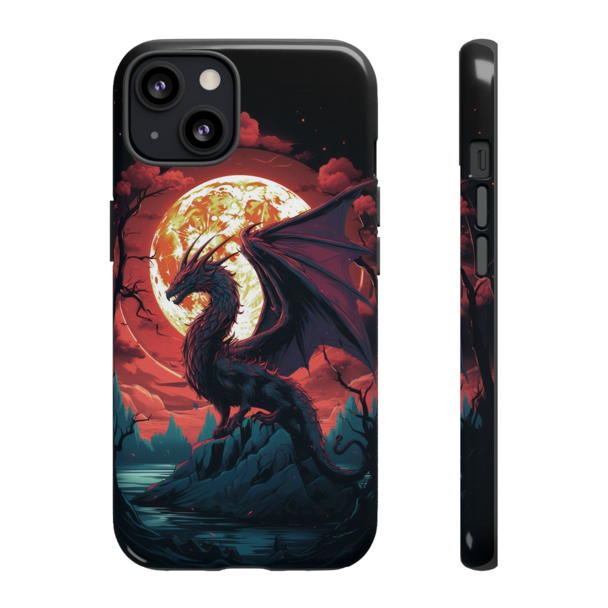 Dragon Fiery Moonlight Phone Case iPhone 13 Glossy 