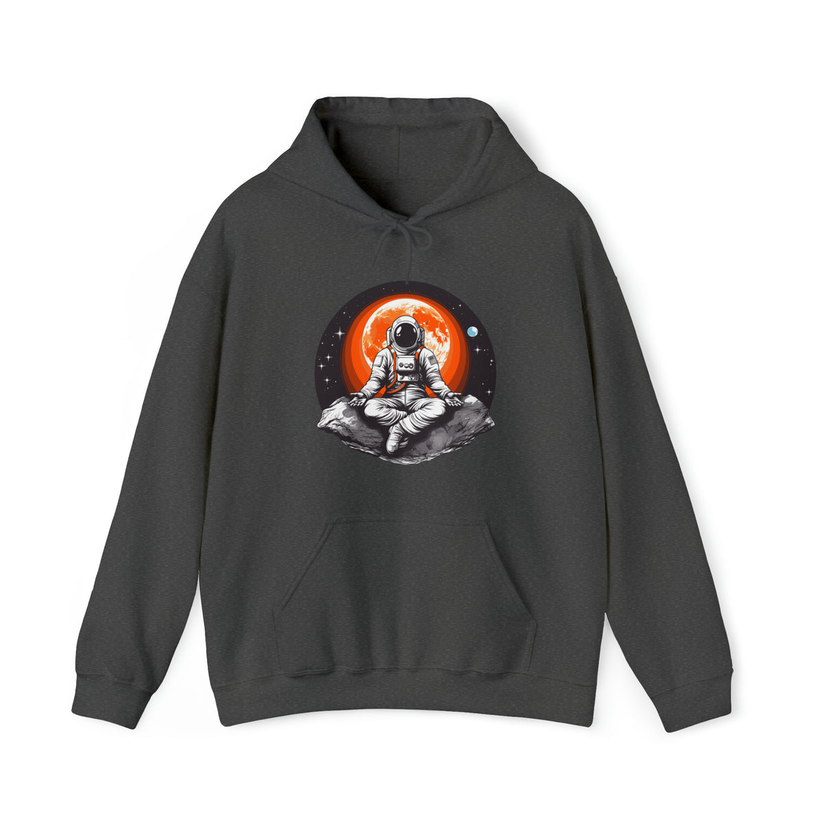 Unisex Meditating Astronaut Hoodie Dark Heather S 