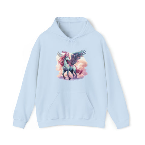 Unisex Pegasus Clouds Hoodie Light Blue S 