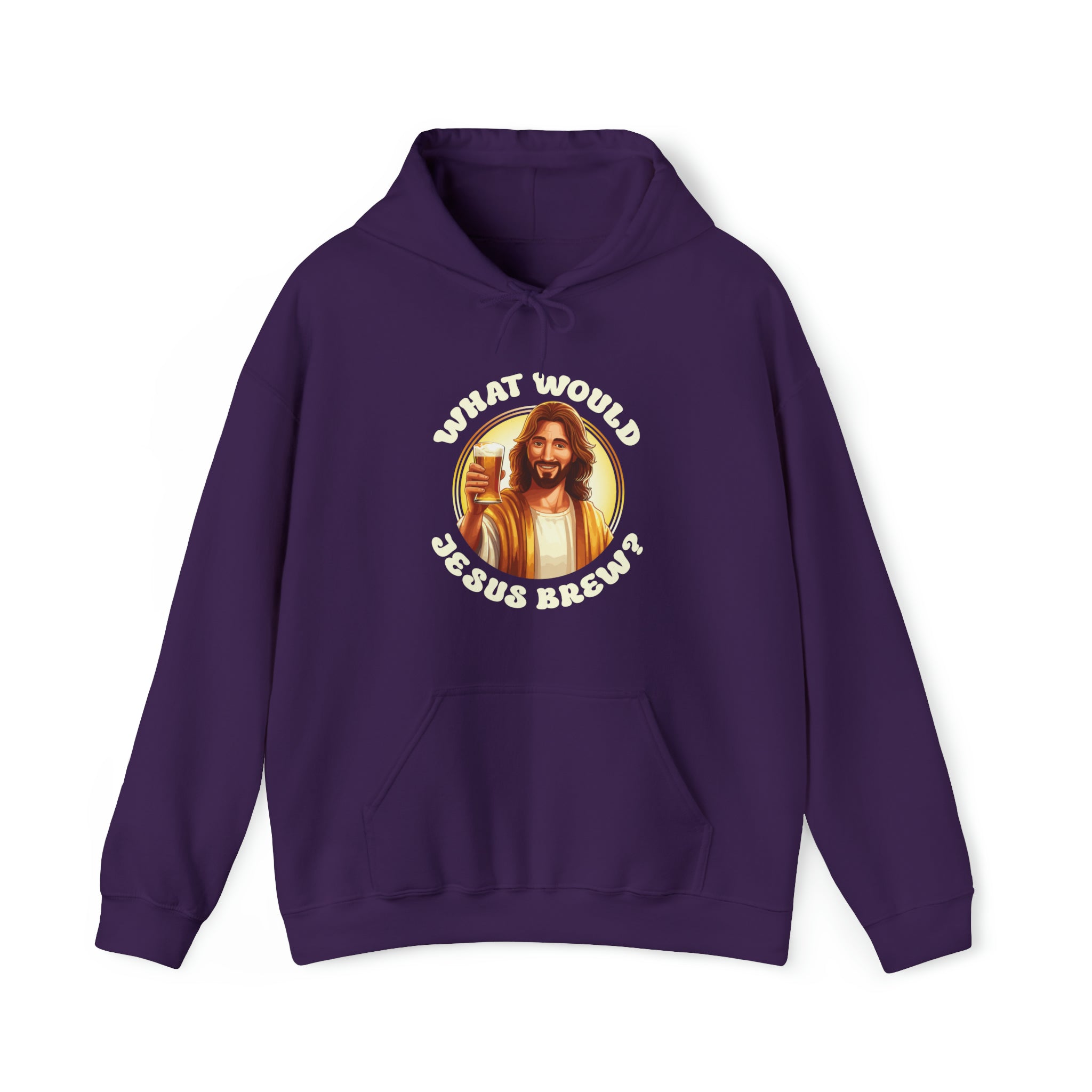 Unisex What Would Jesus Brew Beer Hoodie Purple S 