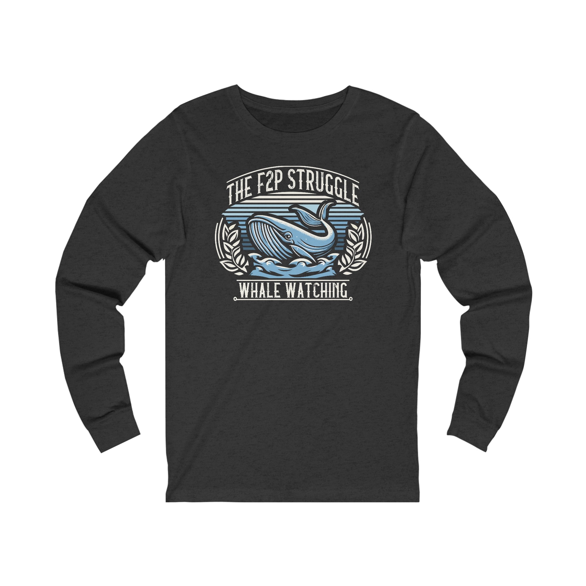 Unisex F2P Struggle Whale Watching Long Sleeve T Shirt S Dark Grey Heather 