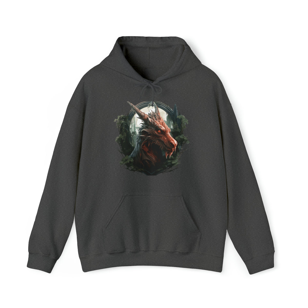 Unisex Dragon Face Hoodie Dark Heather S 