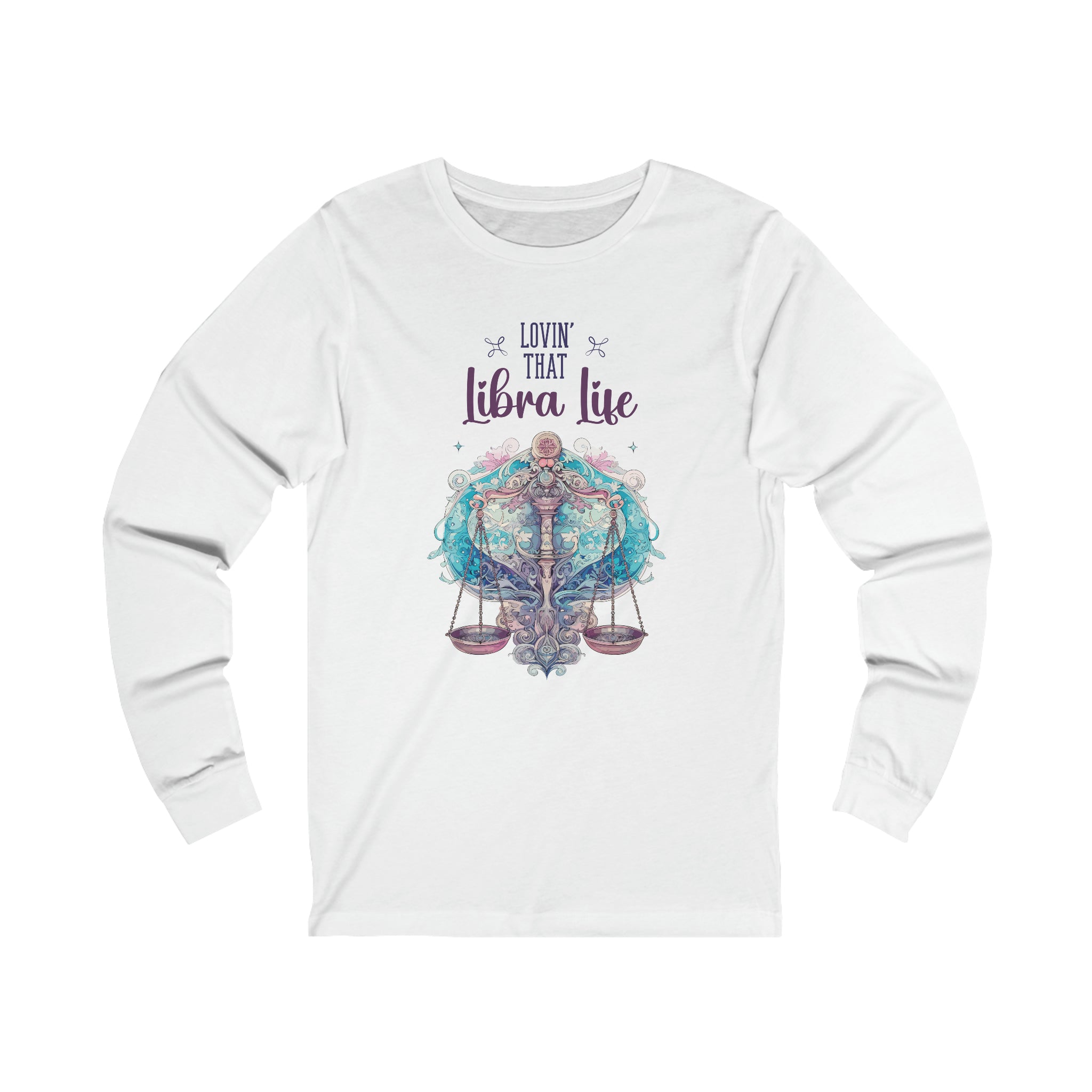 Unisex Libra Life Long Sleeve T Shirt S White 