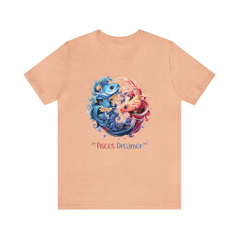 Unisex Pisces Dreamer T Shirt Heather Peach S 