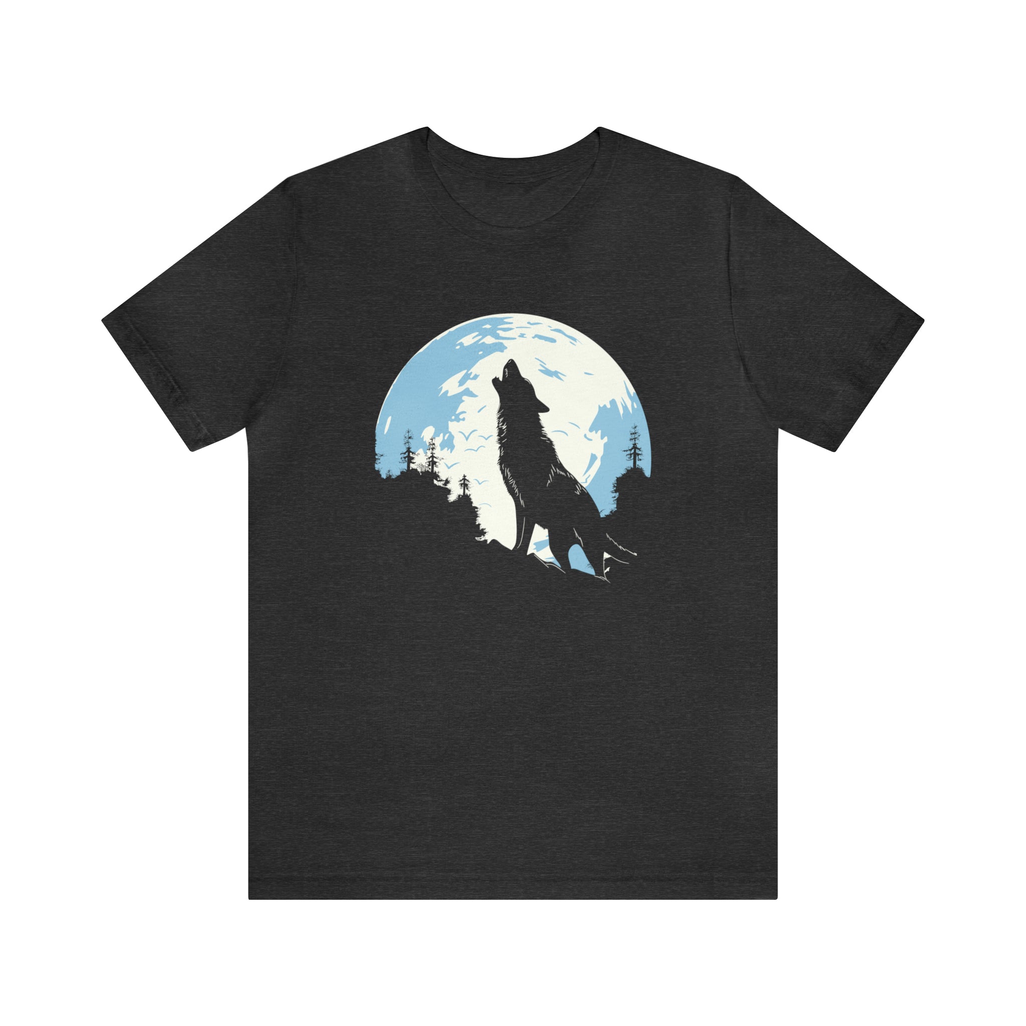 Unisex Howling Wolf T Shirt Dark Grey Heather S 