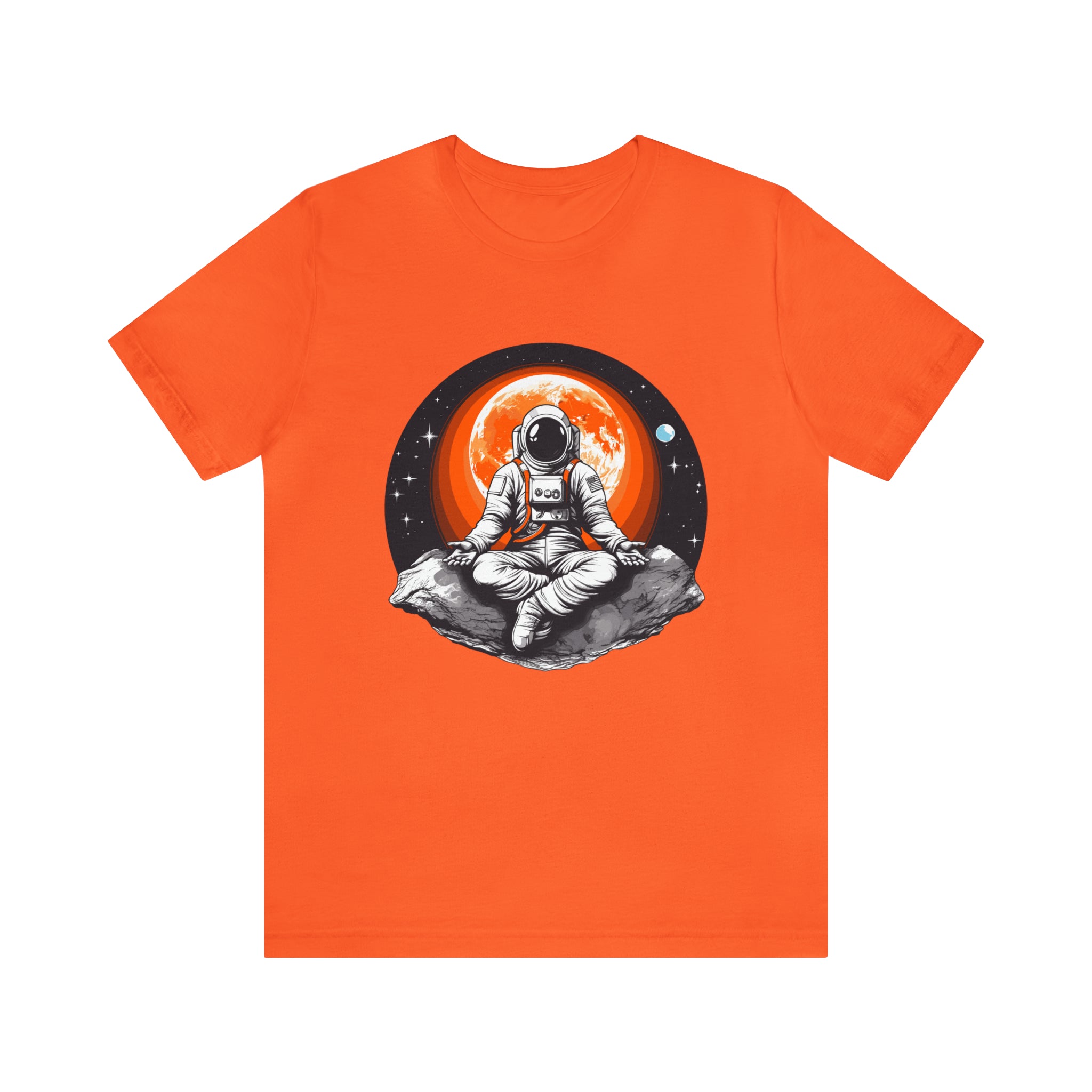 Unisex Meditating Astronaut T Shirt Orange S 