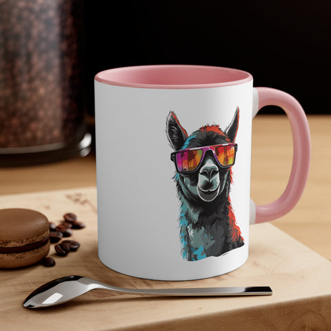 11oz Black Llama Sunglasses Coffee Mug   