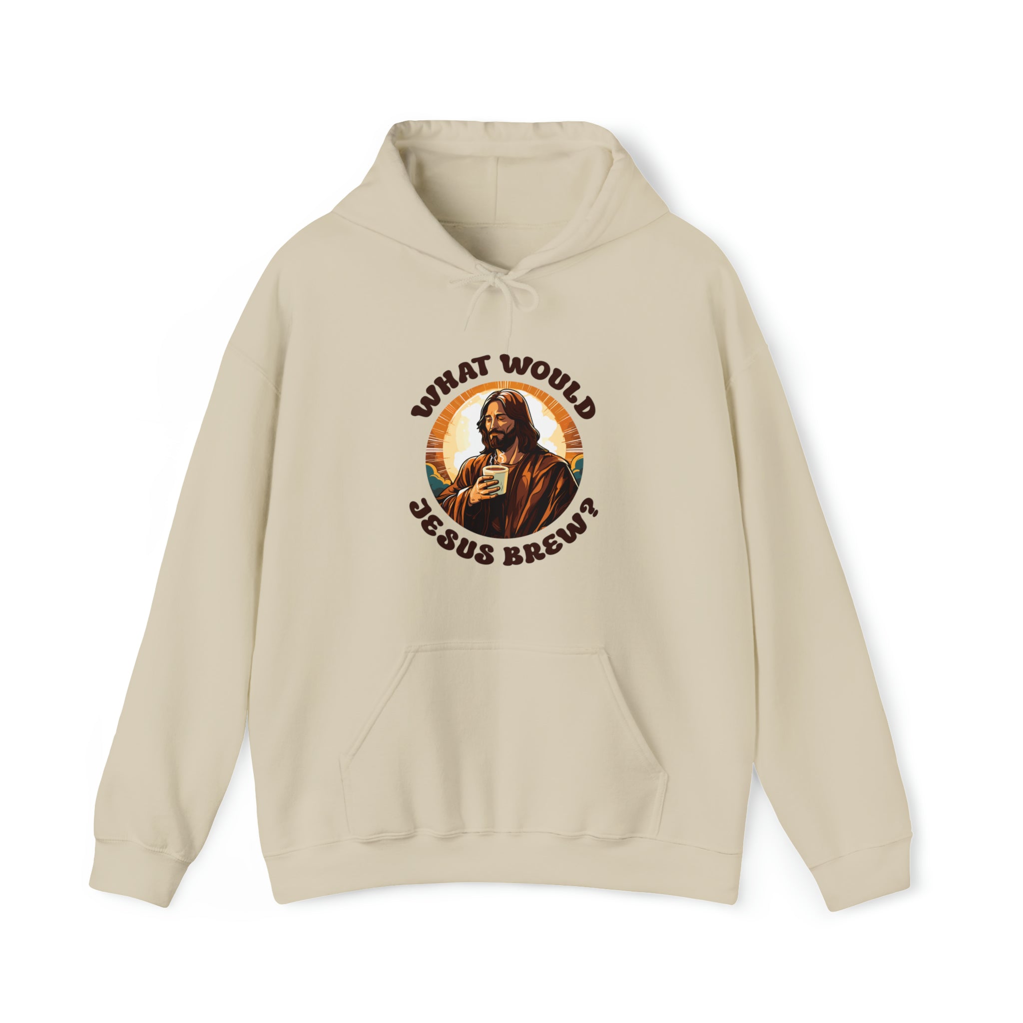 Unisex What Would Jesus Brew Coffee Hoodie Sand S 