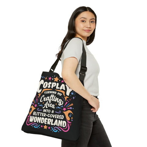 Cosplay Glitter-Covered Wonderland Adjustable Tote Bag   