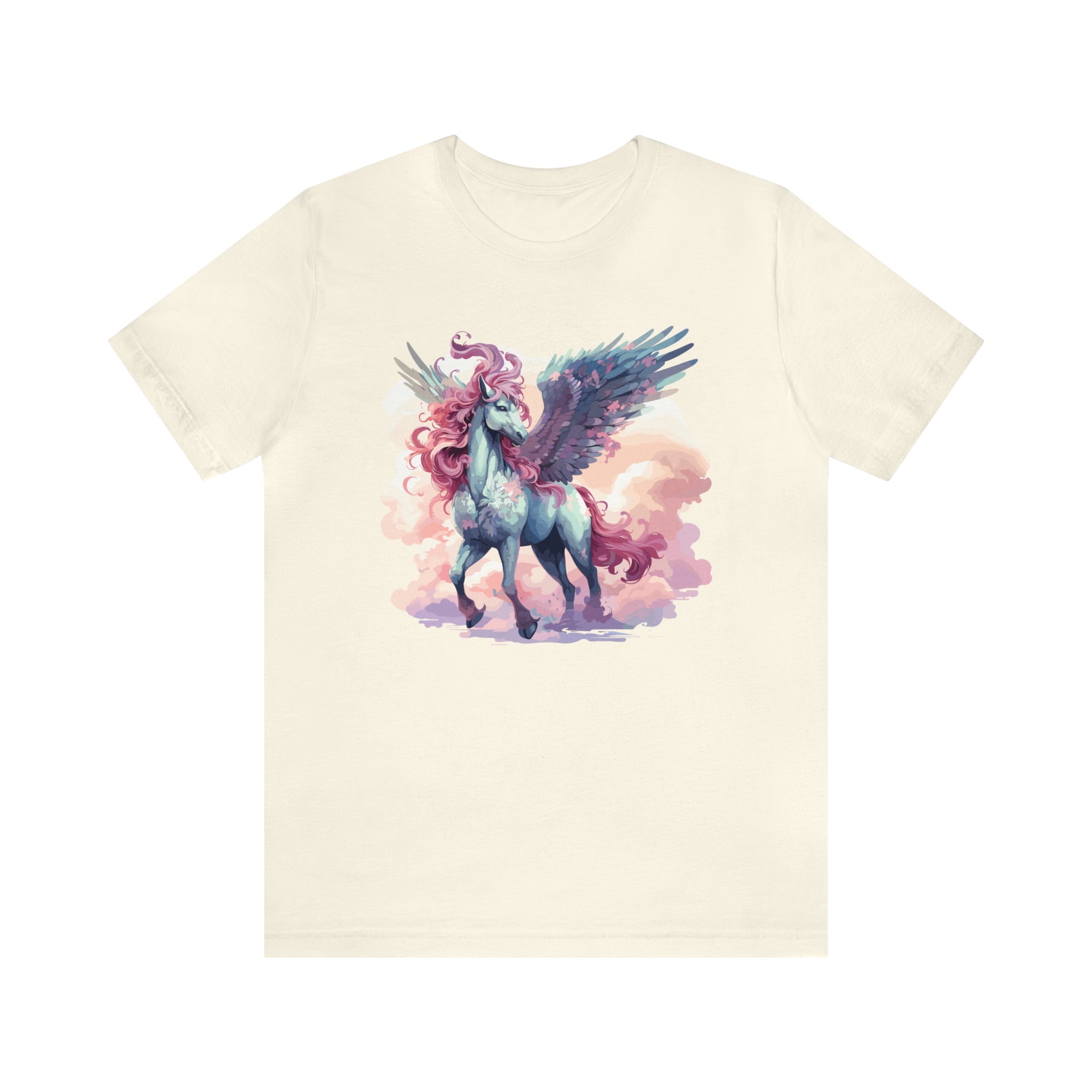 Unisex Pegasus Clouds T Shirt Natural S 