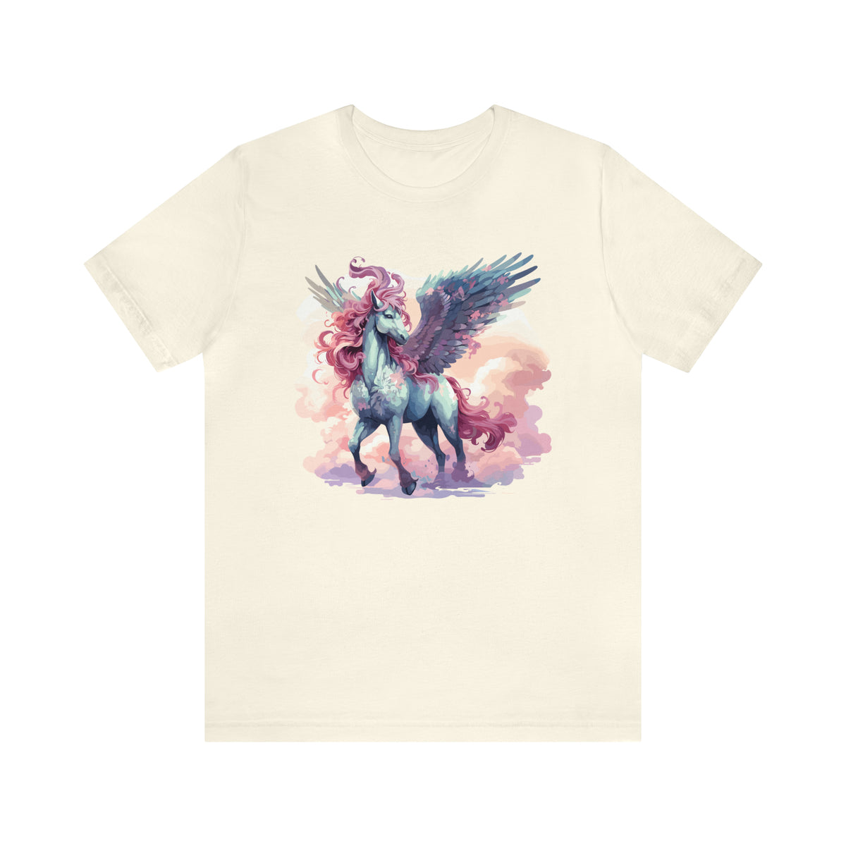 Unisex Pegasus Clouds T Shirt Natural S 